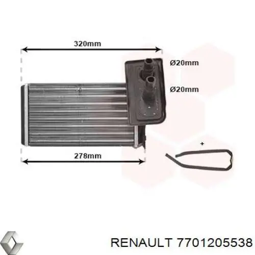 Радіатор пічки (обігрівача) Renault (RVI) 7701205538 ціна, від 16.92 USD