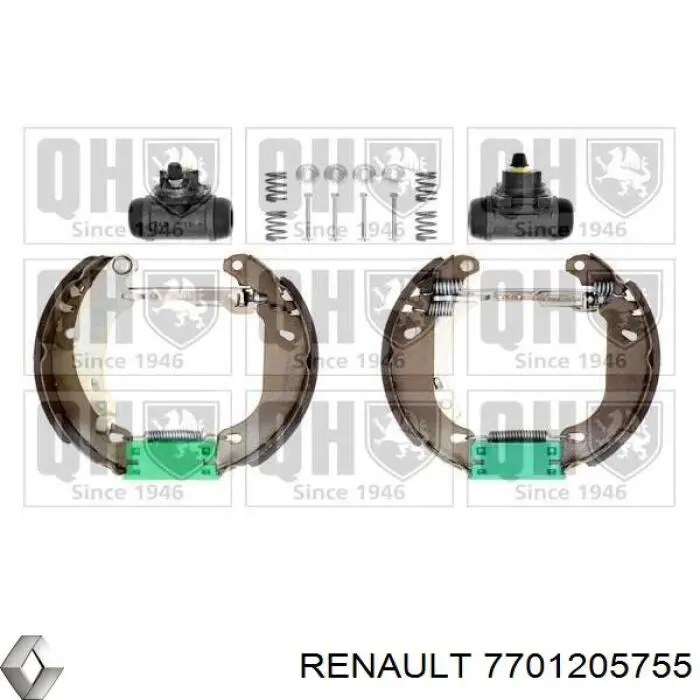 Купити 7701205755 Renault (RVI) Колодки гальмівні задні барабанні, в зборі з циліндруми, комплект