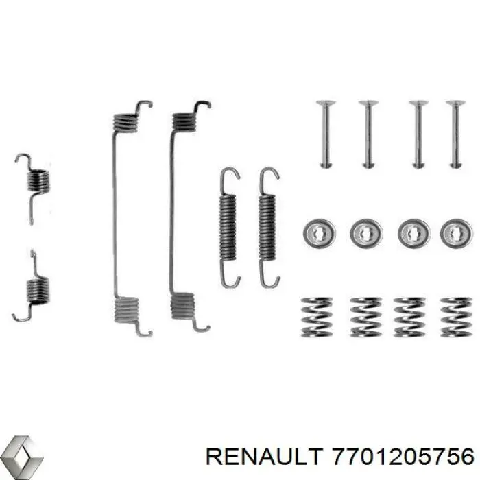 7701205756 Renault (RVI) Монтажний комплект задніх барабанних колодок