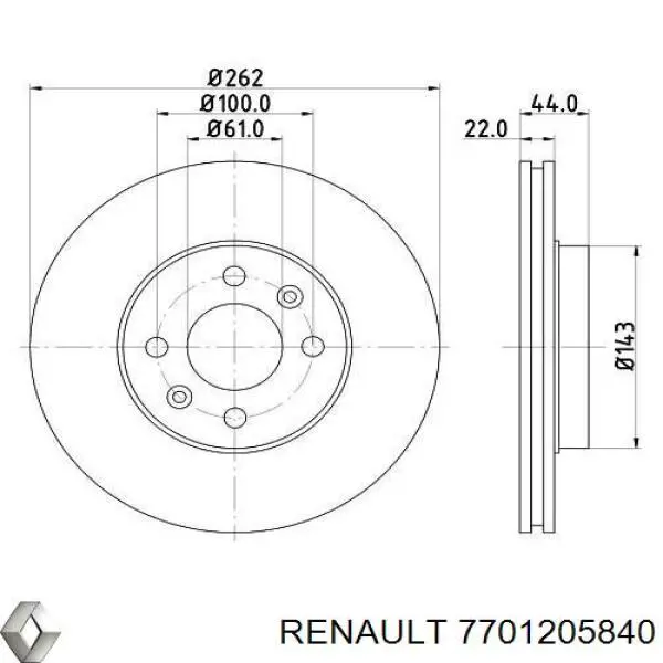 Диск переднього гальма Renault (RVI) 7701205840 ціна, від 33.60 USD