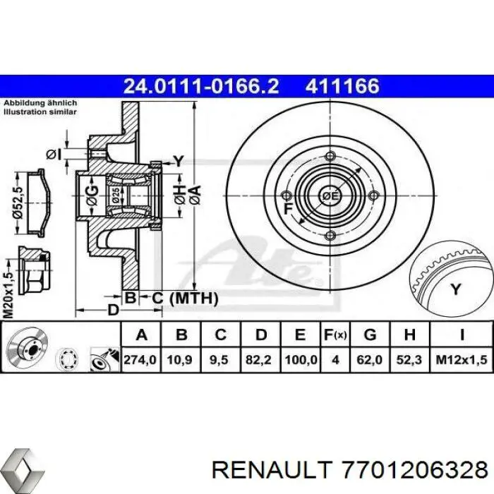 Купити 7701206328 Renault (RVI) Диск заднього гальма