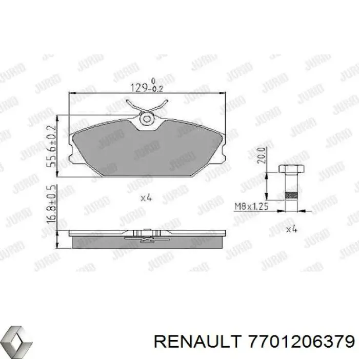 7701206379 Renault (RVI) колодки гальмівні передні, дискові