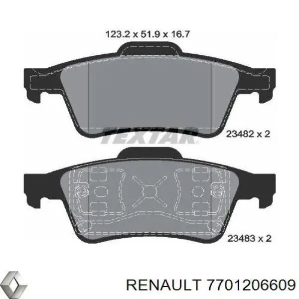 Купити 7701206609 Renault (RVI) Задні колодки
