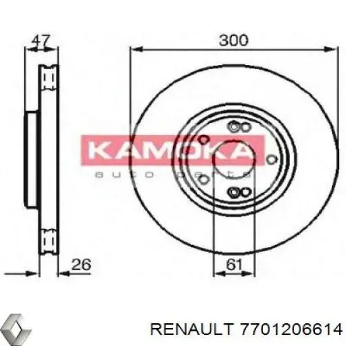 Гальмівні диски передні 7701206614 Renault (RVI)