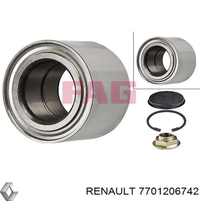 Підшипник задньої ступиці 7701206742 Renault (RVI)
