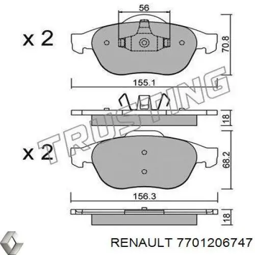 Купити 7701206747 Renault (RVI) Колодки гальмівні передні, дискові