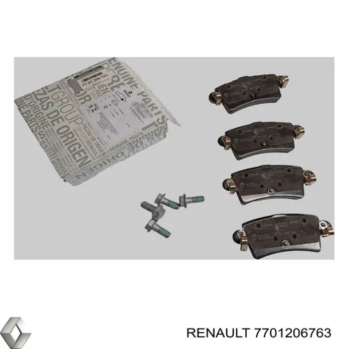 Задні гальмівні колодки 7701206763 Renault (RVI)