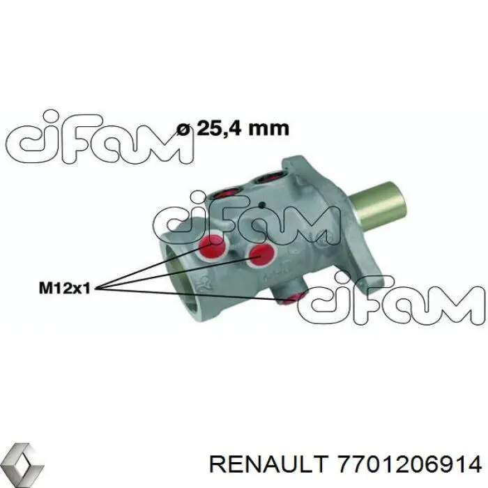 Циліндр головний гальма (Гідротормоз) Renault (RVI) 7701206914 ціна, від 77.44 USD