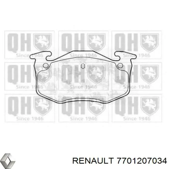 Задні гальмівні колодки 7701207034 Renault (RVI)