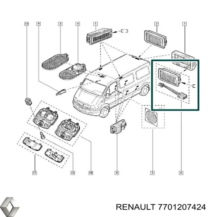 Купити 7701207424 Renault (RVI) Плафон освітлення кабіни