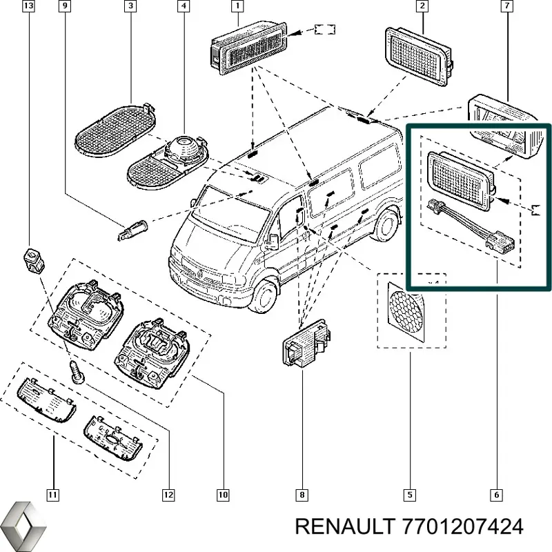 7701207424 Renault (RVI) Лампочка освітлення салону