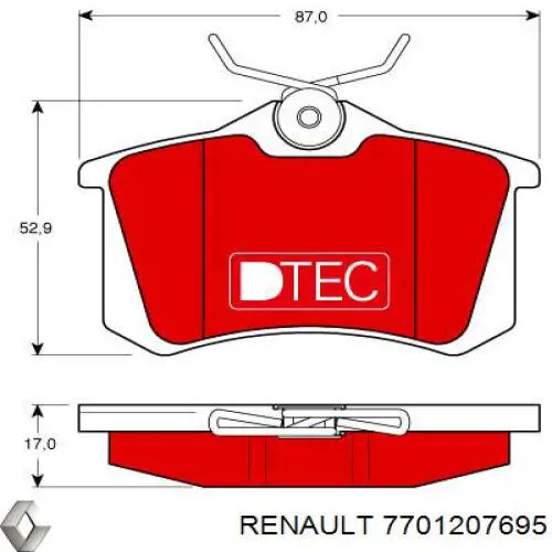 7701207695 Renault (RVI) Колодки гальмівні задні, дискові