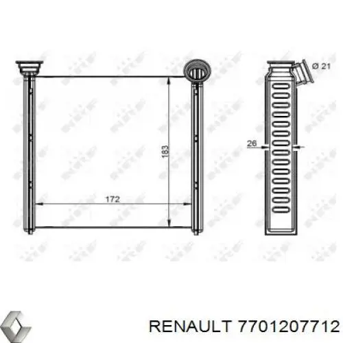 Радіатор пічки (обігрівача) Renault (RVI) 7701207712 ціна, від 33.14 USD