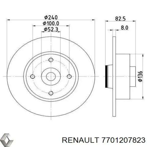 Купити 7701207823 Renault (RVI) Диск заднього гальма