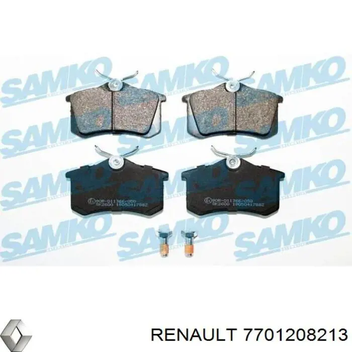 Задні гальмівні колодки 7701208213 Renault (RVI)