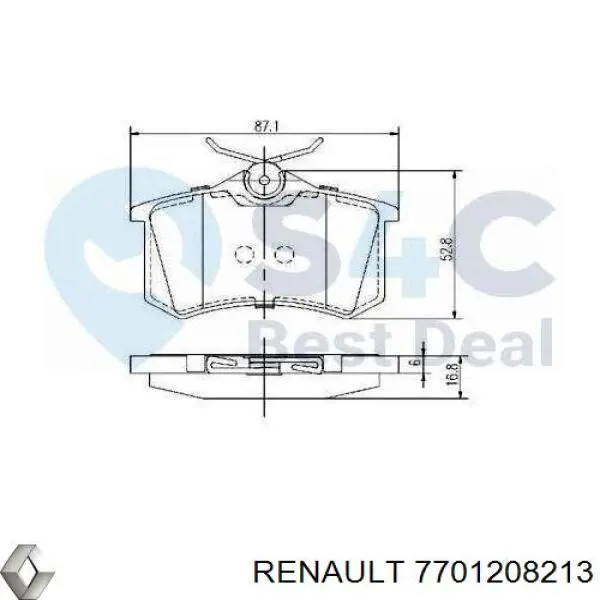Купити 7701208213 Renault (RVI) Задні колодки