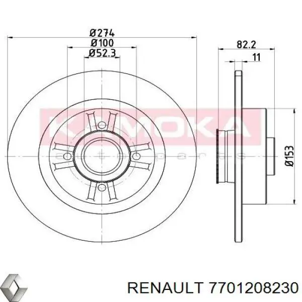 Диск гальмівний задній Renault (RVI) 7701208230