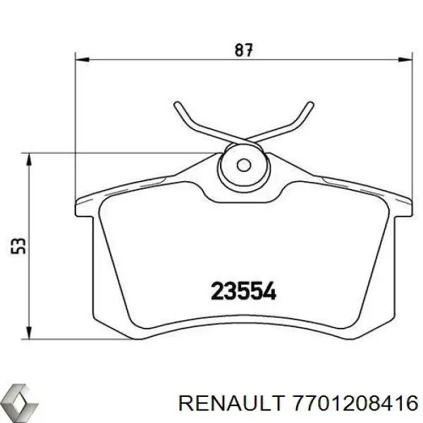 Задні гальмівні колодки Renault (RVI) 7701208416 ціна, від 16.49 USD
