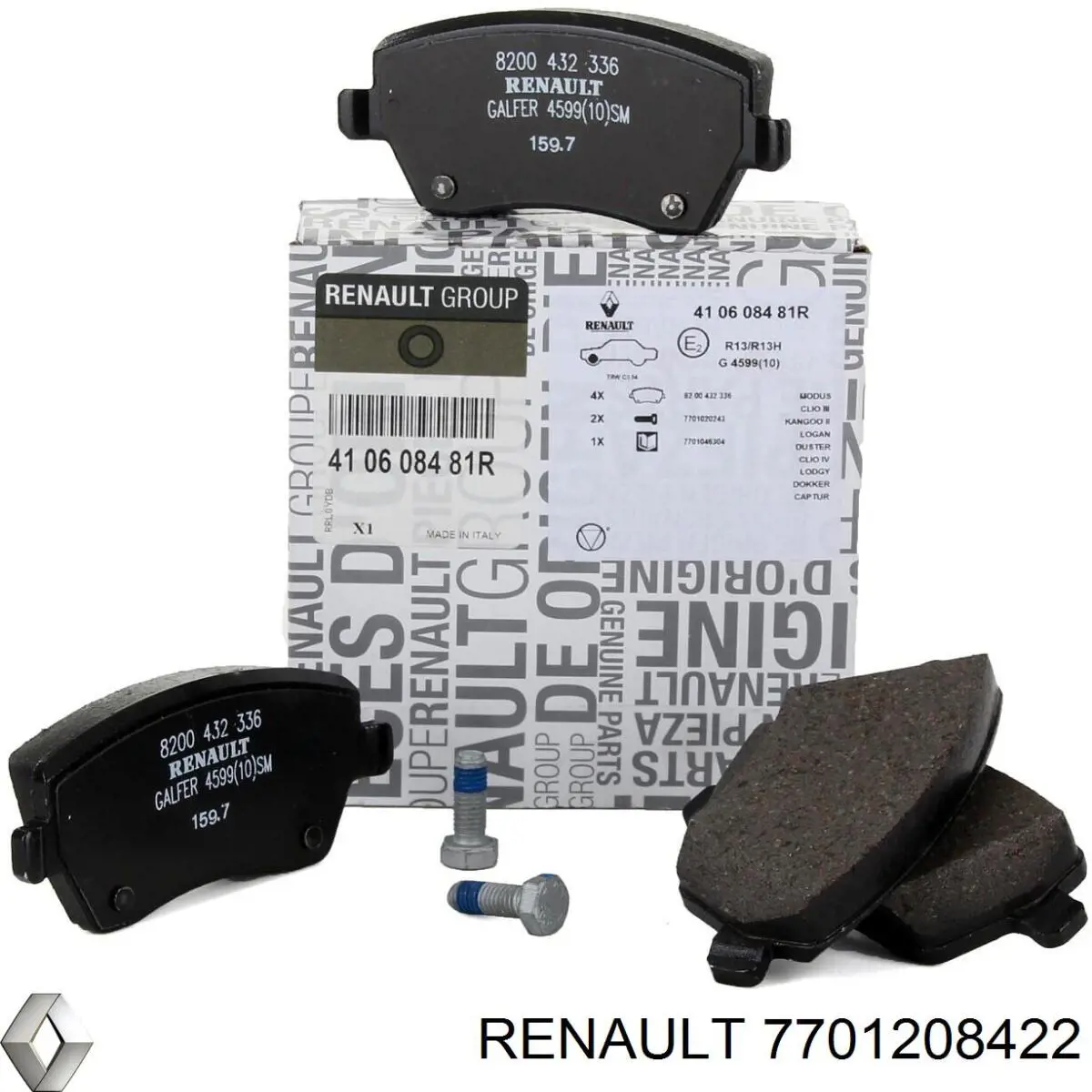 Купити 7701208422 Renault (RVI) Колодки гальмівні передні, дискові