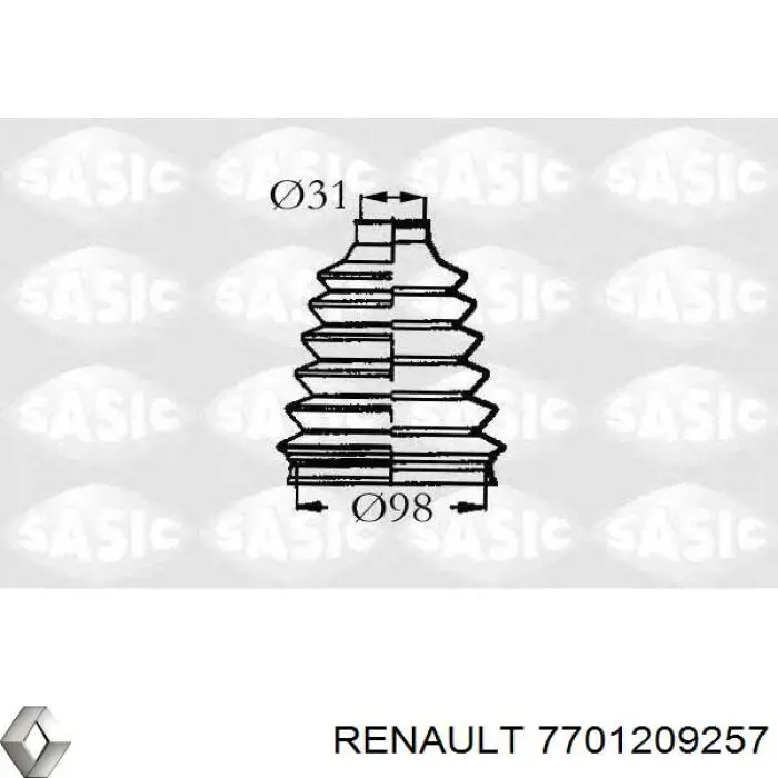 7701209257 Renault (RVI) Пильник шарніра кутових швидкостей внутрішній передній правий