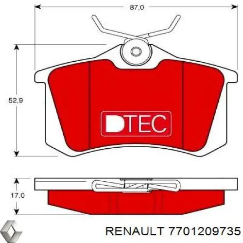 Купити 7701209735 Renault (RVI) Задні колодки
