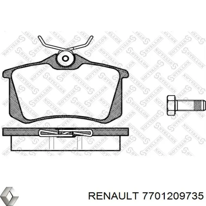 Задні гальмівні колодки 7701209735 Renault (RVI)