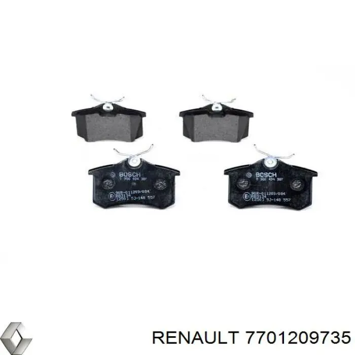 Колодки гальмові задні, дискові 7701209735 Renault (RVI)