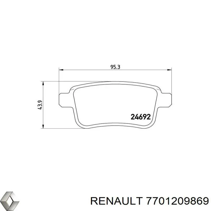 Колодки гальмові задні, дискові 7701209869 Renault (RVI)