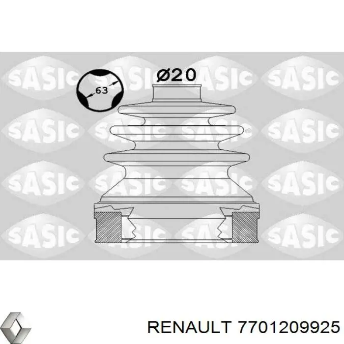 7701209925 Renault (RVI) пильник шруса внутрішній, передній піввісі