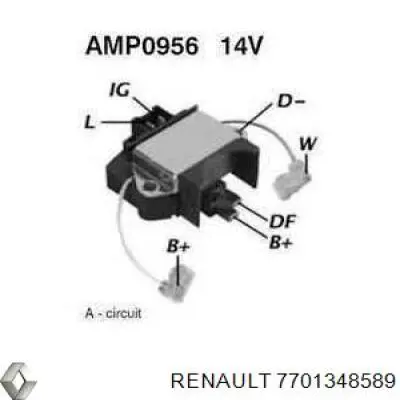 Купити 7701348589 Renault (RVI) Реле регулятор напруги генератора