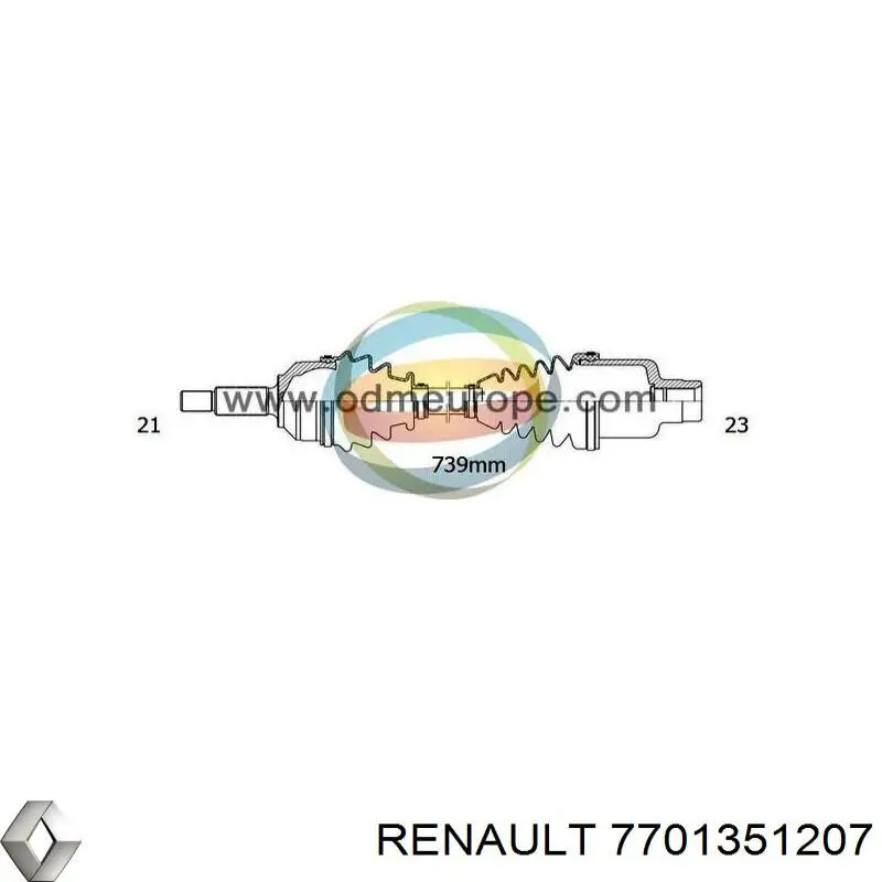 Піввісь (привід) передня, ліва 7700747826 Renault (RVI)