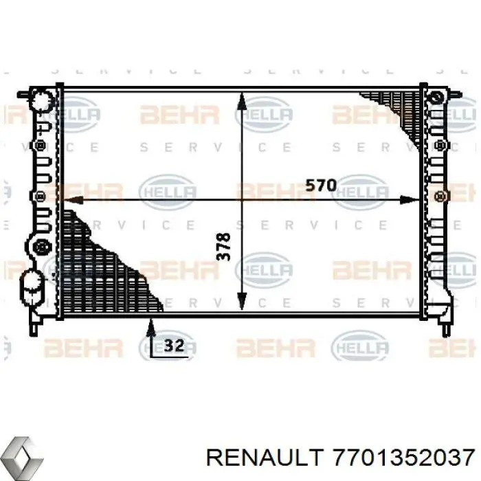 7701352037 Renault (RVI) радіатор охолодження двигуна
