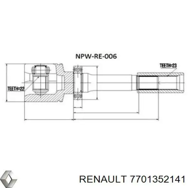 Купити 7701352141 Renault (RVI) Піввісь права