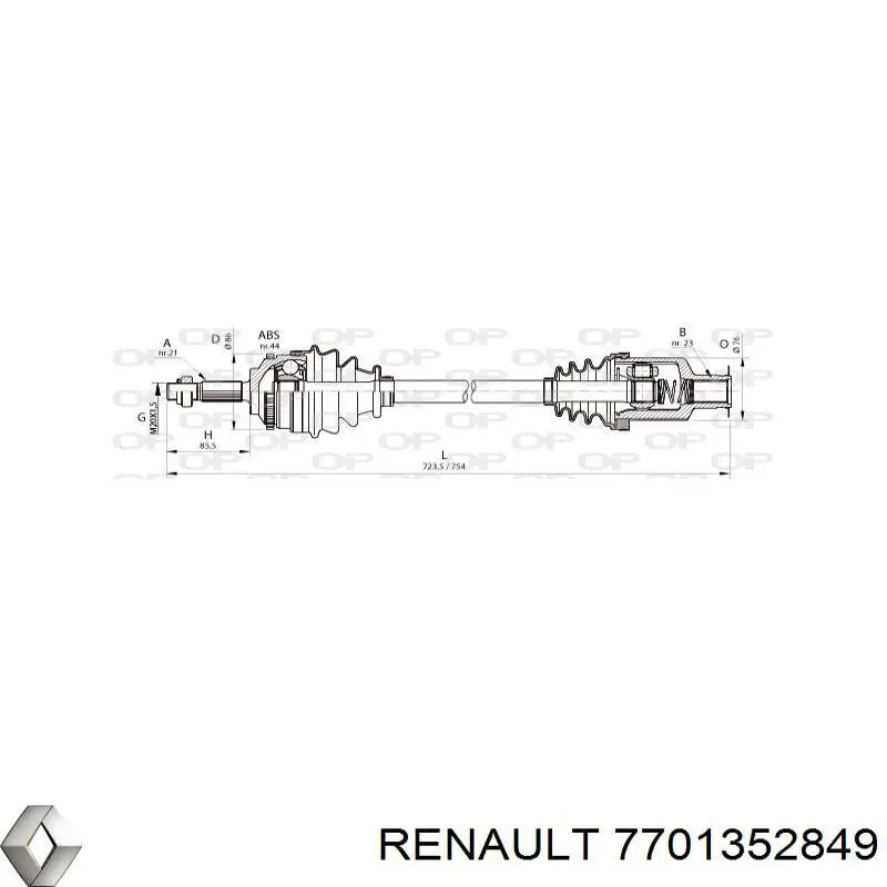 7701352849 Renault (RVI) Привід передній правий