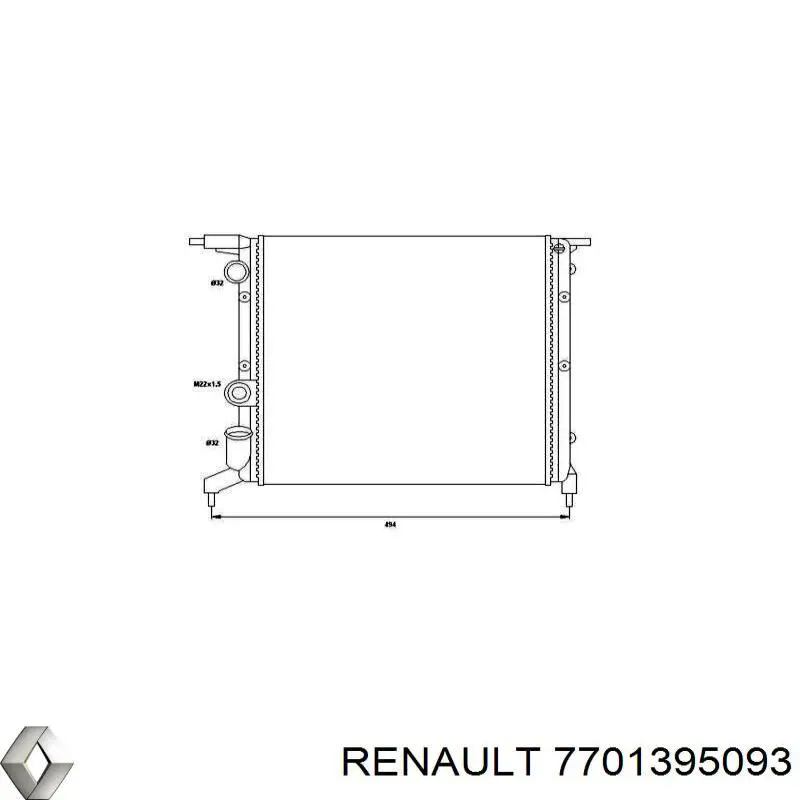 7701395093 Renault (RVI) радіатор охолодження двигуна