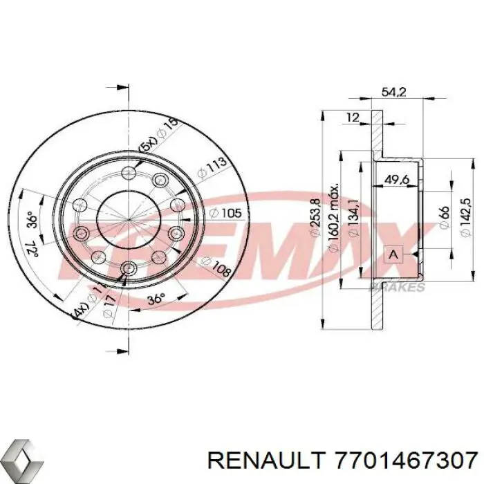 7701467307 Renault (RVI) диск гальмівний задній