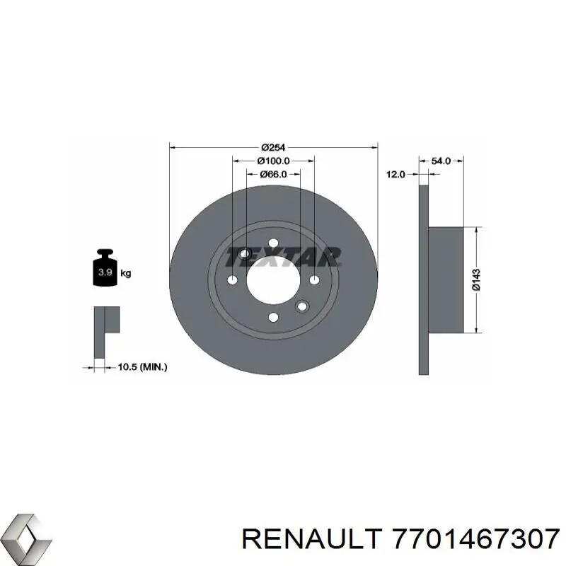 Купити 7701467307 Renault (RVI) Диск заднього гальма