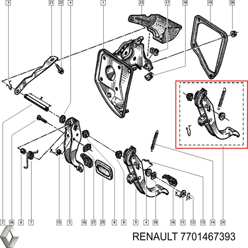 7701467393 Renault (RVI) Педаль зчеплення