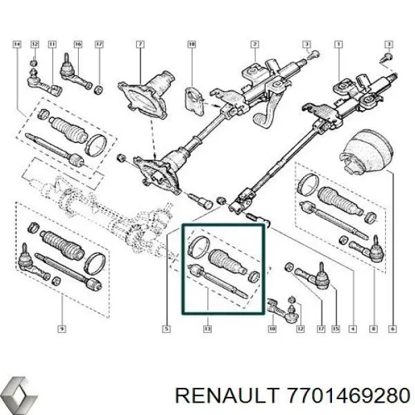 Купити 7701469280 Renault (RVI) Тяга рульова поздовжня