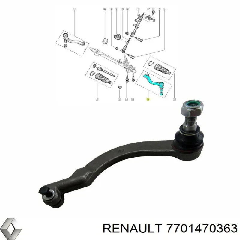 Наконечник рульовий Renault (RVI) 7701470363 ціна, від 15.50 USD