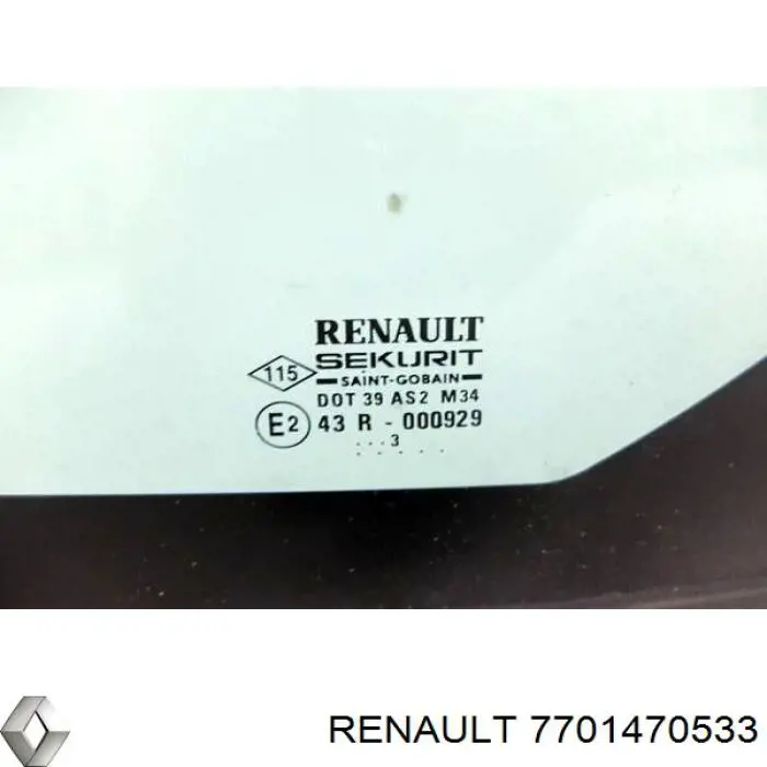 Скло кузова бокове ліве, зсувне 7701470533 Renault (RVI)