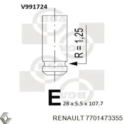 7701473355 Renault (RVI) клапан випускний