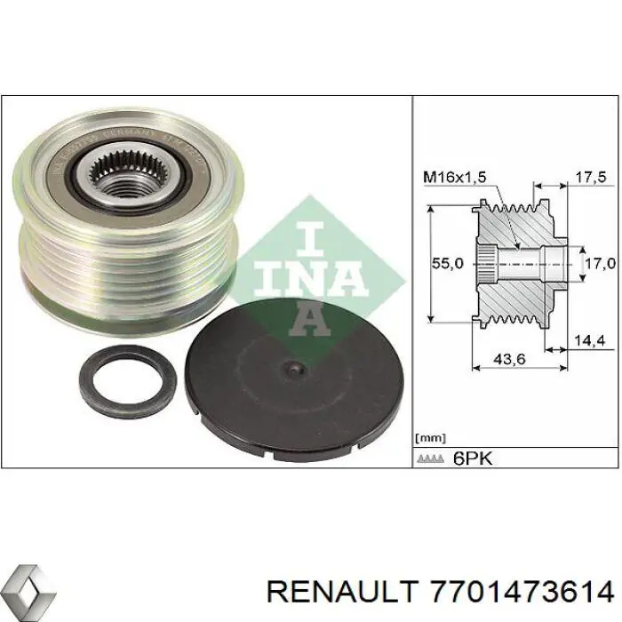Генератор Renault (RVI) 7701473614 ціна, від 153.48 USD