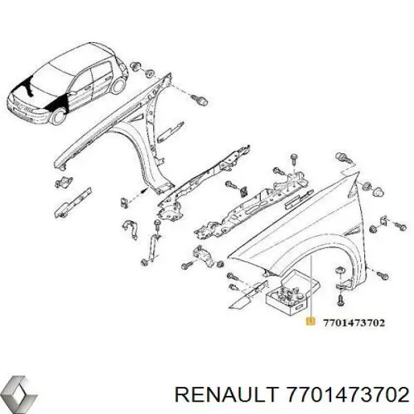 Ліве переднє крило Renault (RVI) 7701473702 ціна, від 24.96 USD