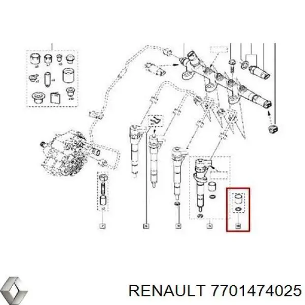 Ремкомплект форсунки RENAULT 7701474025
