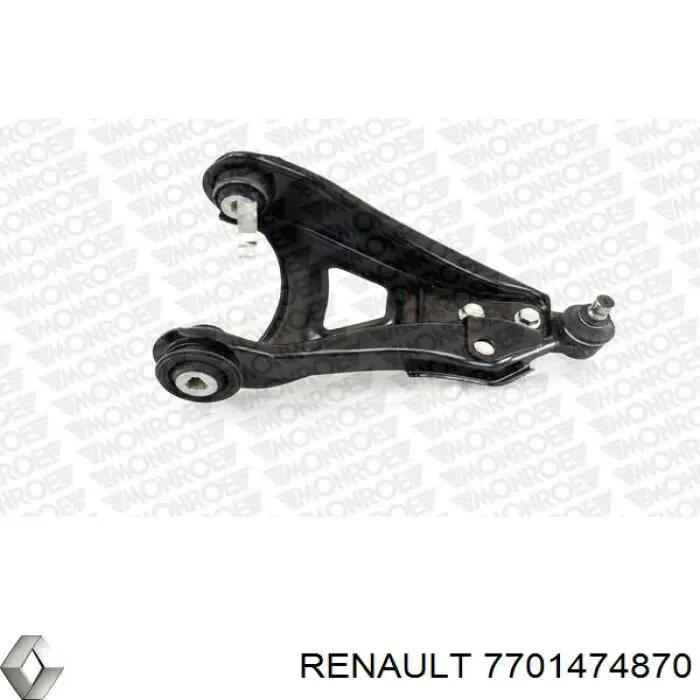 Важіль передньої підвіски нижній, правий 7701474870 Renault (RVI)