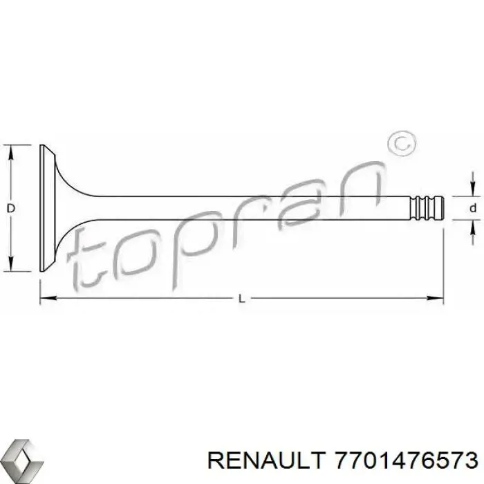 Клапан впускний Renault (RVI) 7701476573 ціна, від 6.55 USD