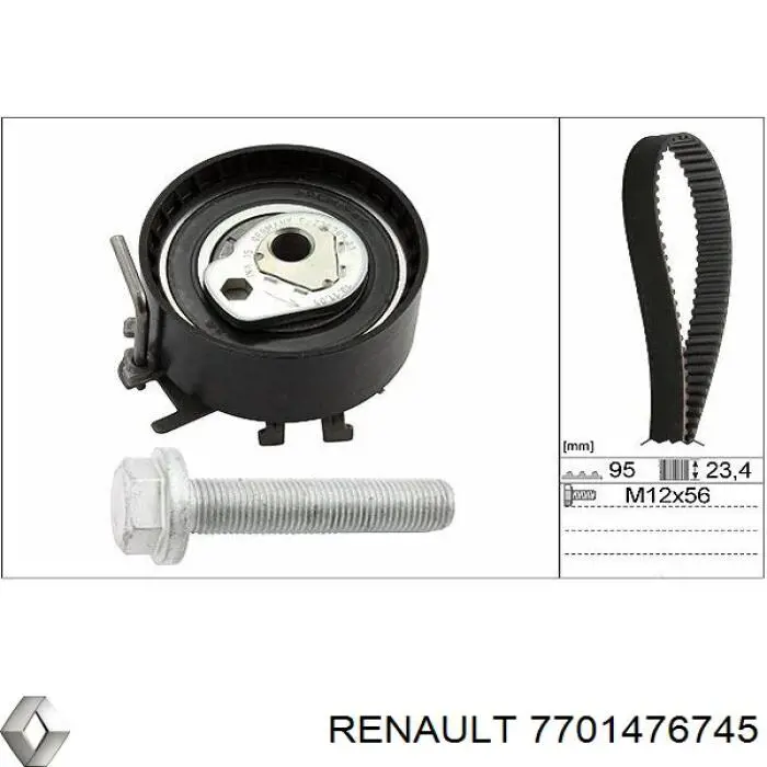 Комплект ГРМ Renault (RVI) 7701476745 ціна, від 60.12 USD