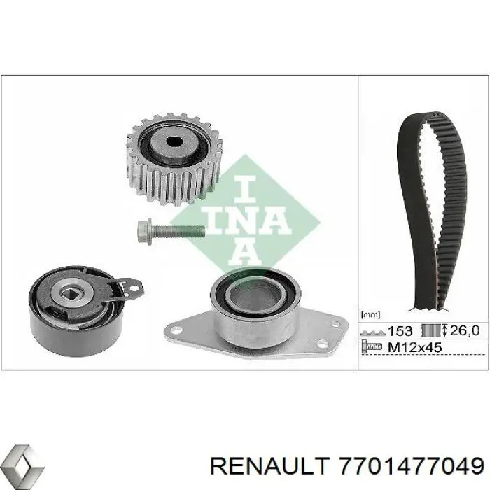 Купити 7701477049 Renault (RVI) Ремінь газорозподільного механізму