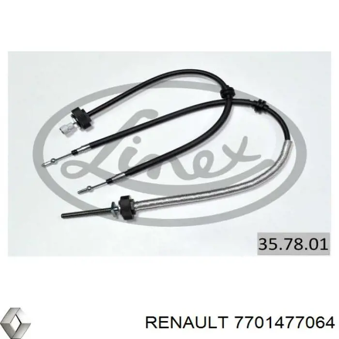 Трос ручного гальма задній, правий/лівий Renault (RVI) 7701477064 ціна, від 41.72 USD